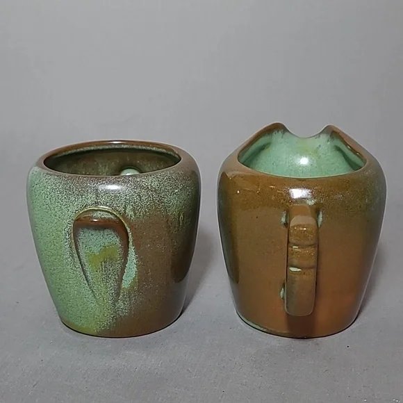 Frankoma Pottery Plainsman Prairie Green 5DA 5DB Creamer & Sugar - Picture 4 of 13